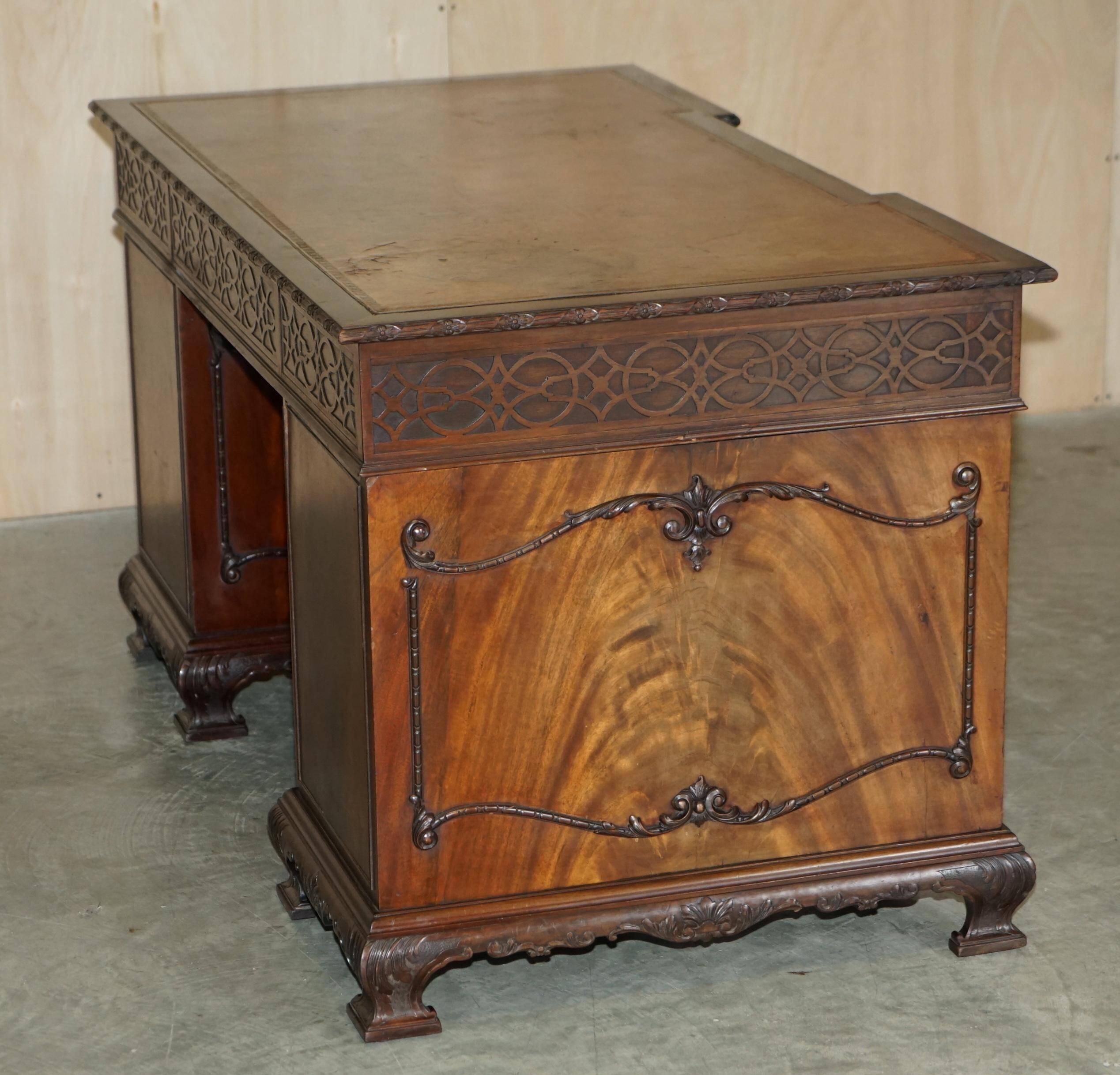 Thomas Chippendale Revival desk with a leather top
