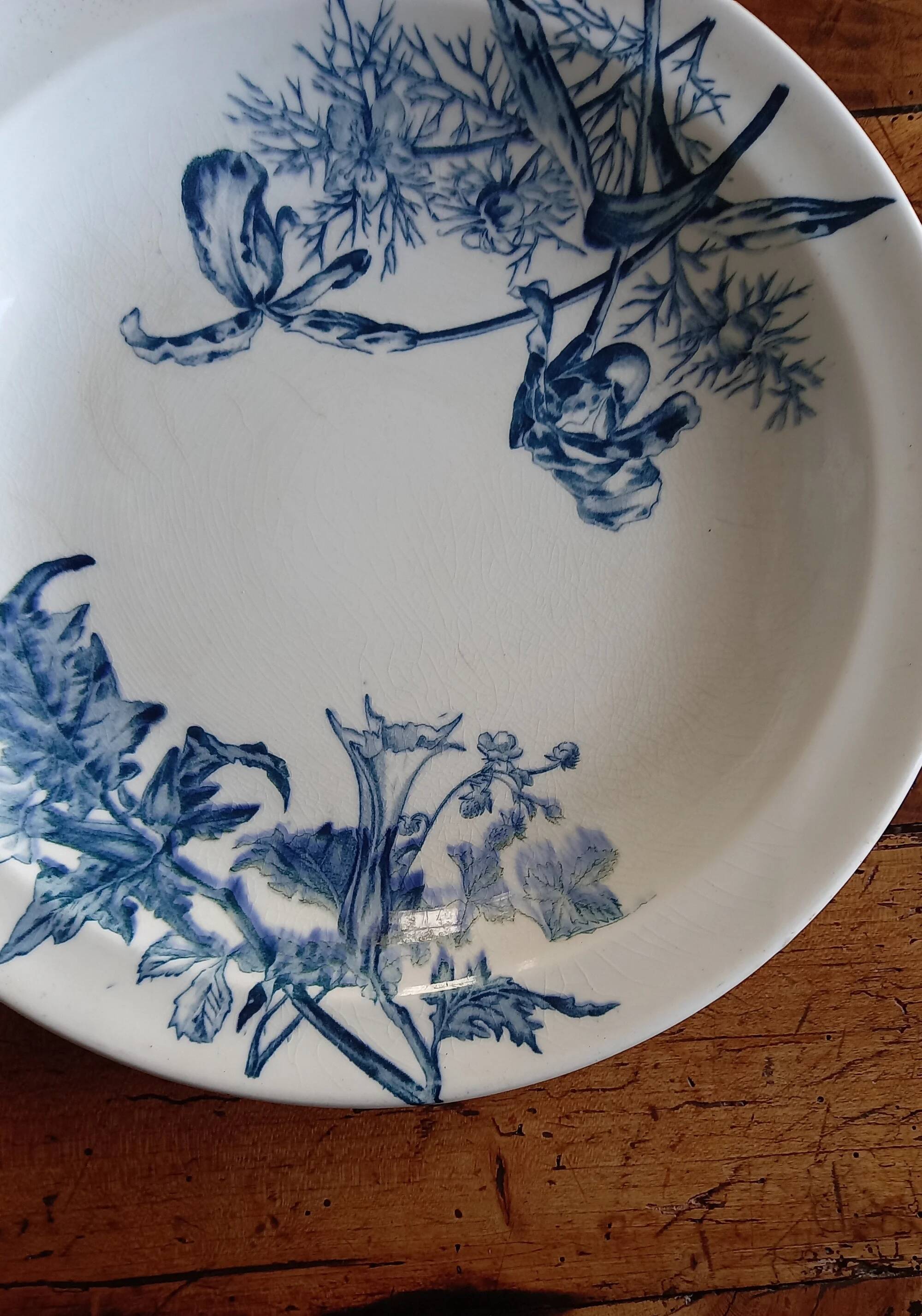 Round plate, ironstone, Clairefontaine Sanejouand & Graves 1890 "Flowers"