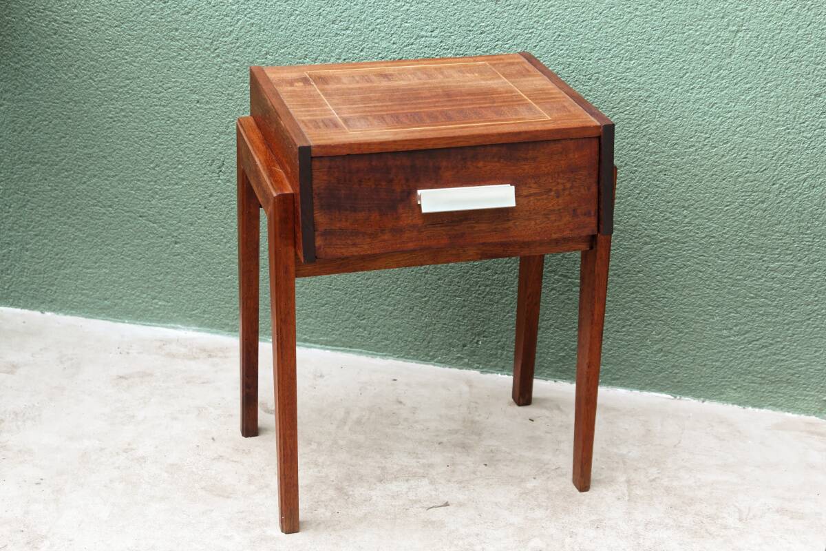 Table de chevet, teck et palissandre