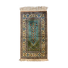 Vintage Turkish Vegan Silk Rug, 120x62 cm, Kayseri, Blue, Beige Small