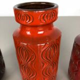Set of three vintage pottery fat lava 'onion' vases made by Scheurich, Germany