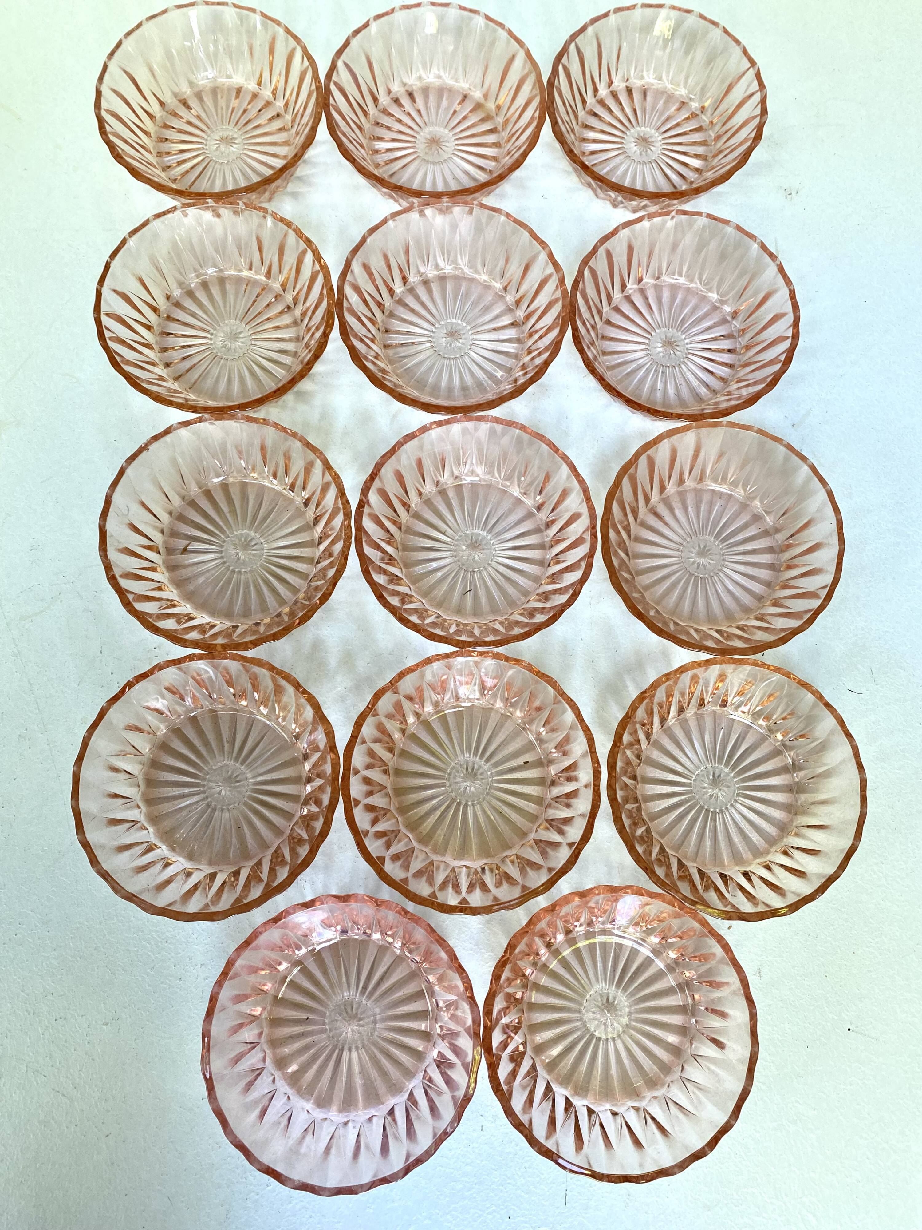 Vintage pink glass ramekins