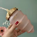 Suspension globe vintage en verre rose dépoli