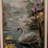 Oil on cardboard by Marie Murier 1940 naturalist decor mid-20th century