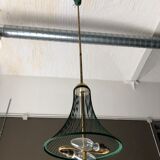 Golden and green metal chandelier, 1950s