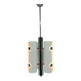 Mid-century italian space age pendant light in chrome and white lacquered metal