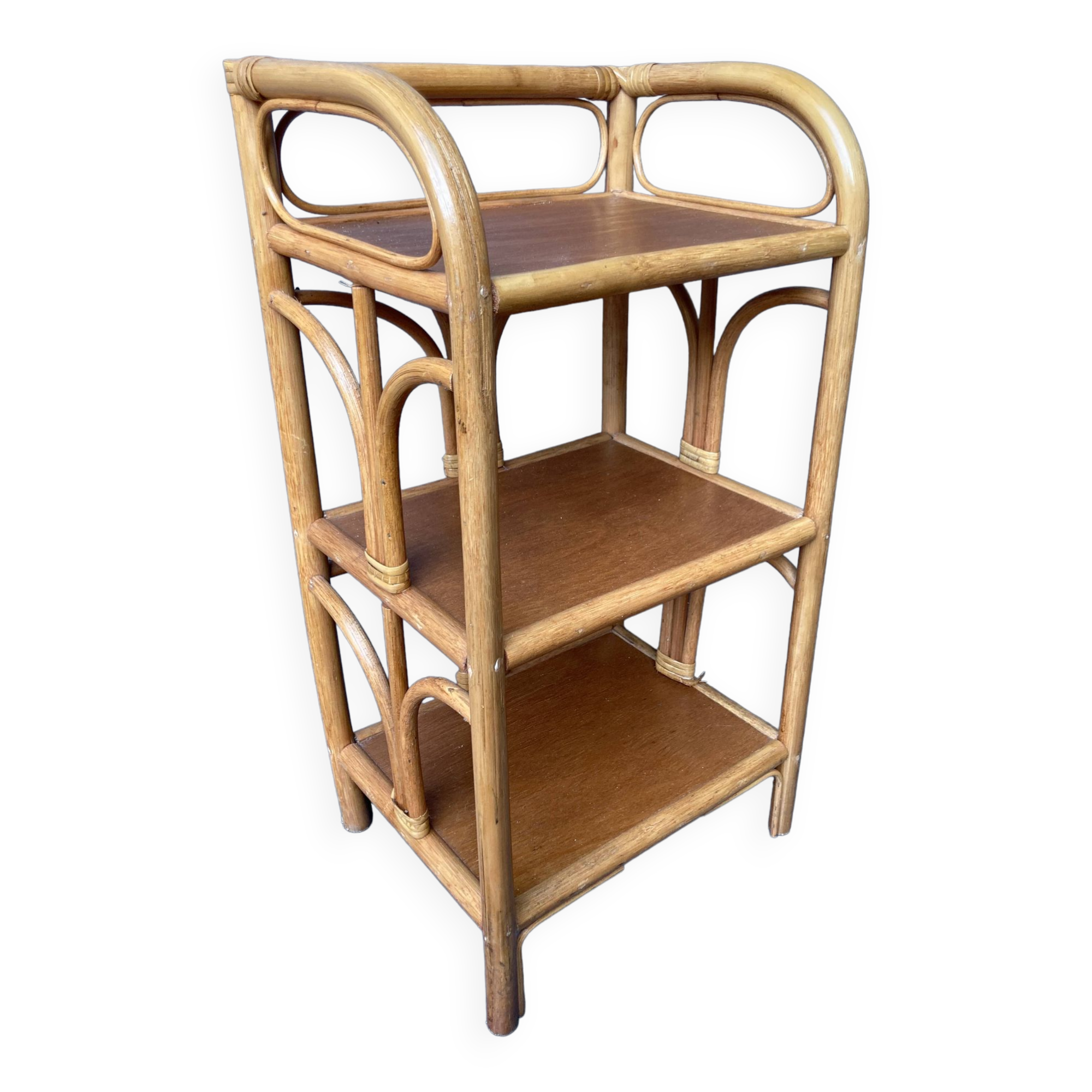 Vintage 3-tier rattan shelf