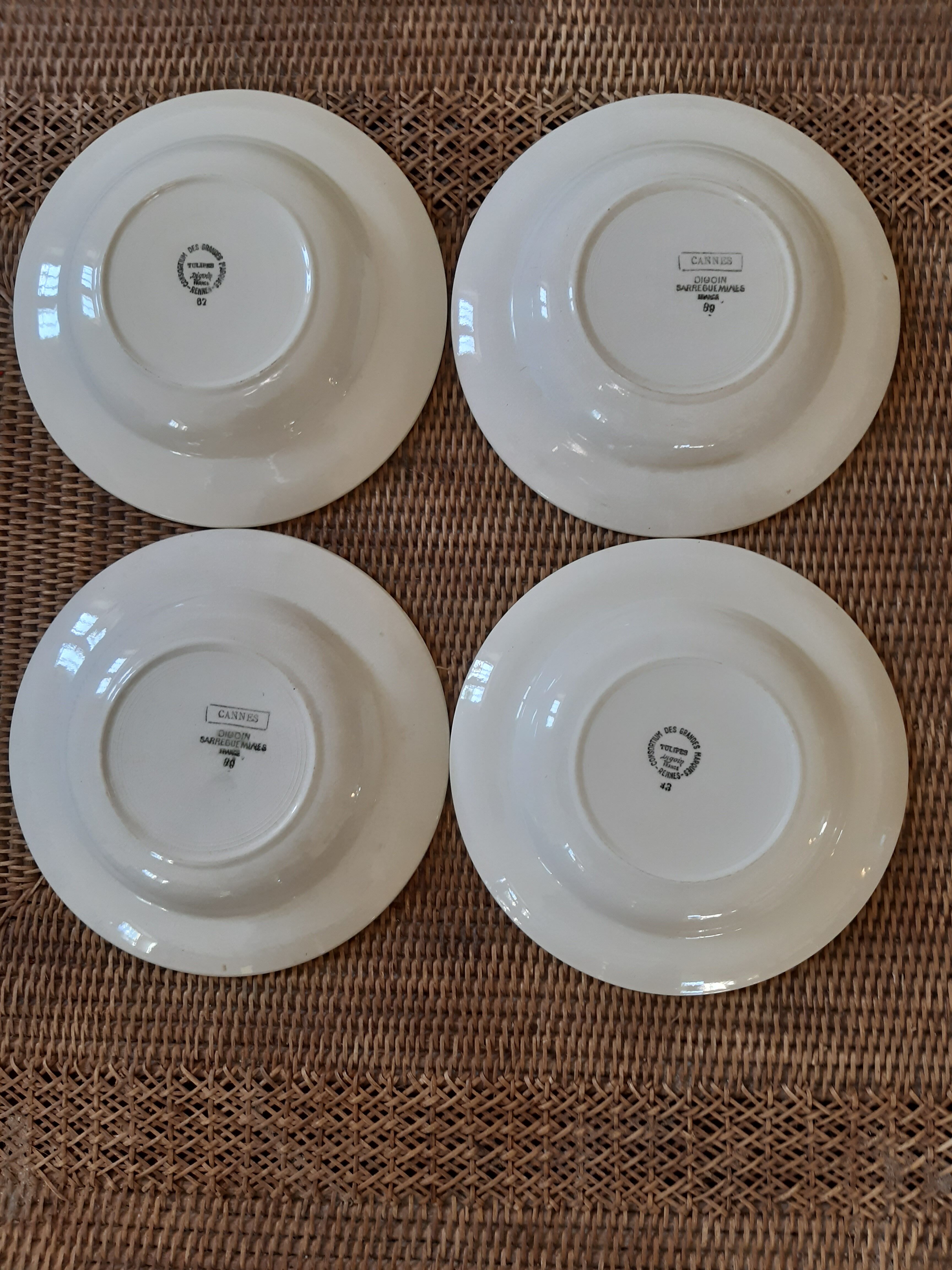 4 digoin sarreguemines plates