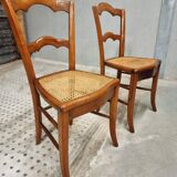 Antique set of chairs walnut with webbing