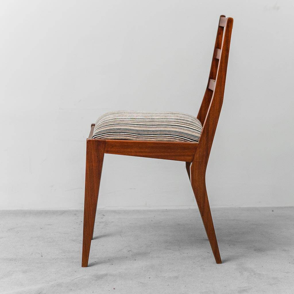 Pair of mahogany chairs with corduroy velvet, 1950s vintage modernism