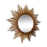 Miroir soleil en rotin
