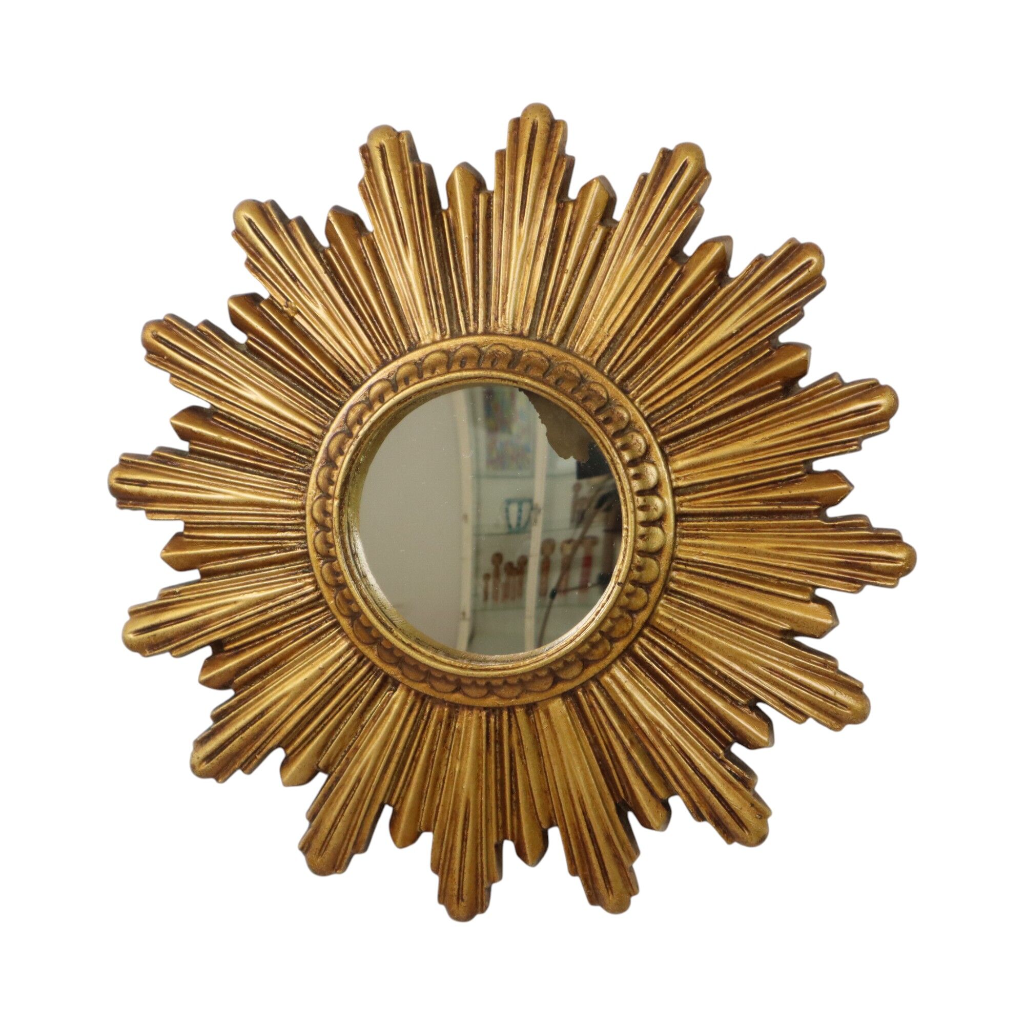 Small Vintage Sun Mirror Sunburst Mirror Resin 25cm