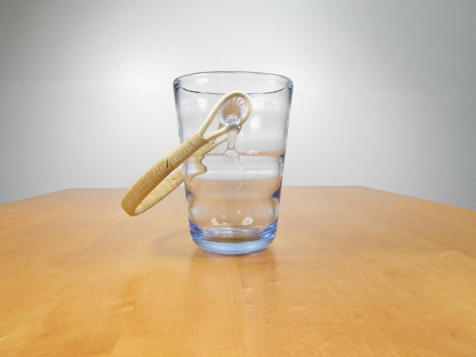 Seau à glace - Rotin et verre ondulé - Années 60