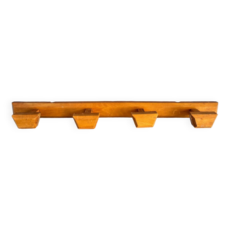 Boarding school style wooden coat rack