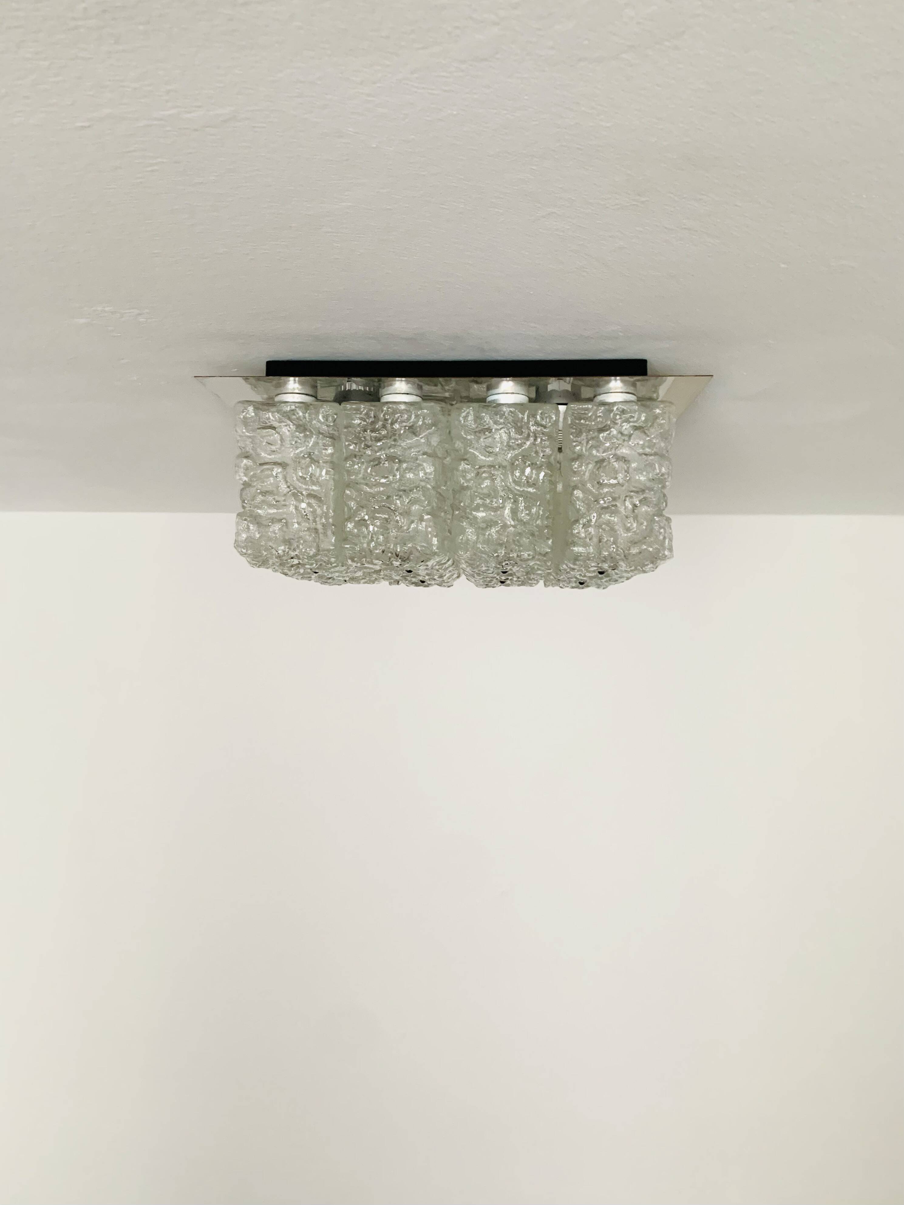 Ice Glass Flush Light by Glashütte Limburg
