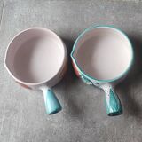 Pair of large Vallauris ceramic skillets