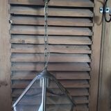 Suspension globe laiton verre facettes