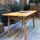 Vintage bamboo, rattan and Vallauris tiles table