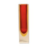 Red "Square" vase by Flavio Poli for Seguso 70's