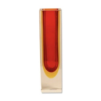 Vase "Carré" rouge par Flavio Poli pour Seguso 70's