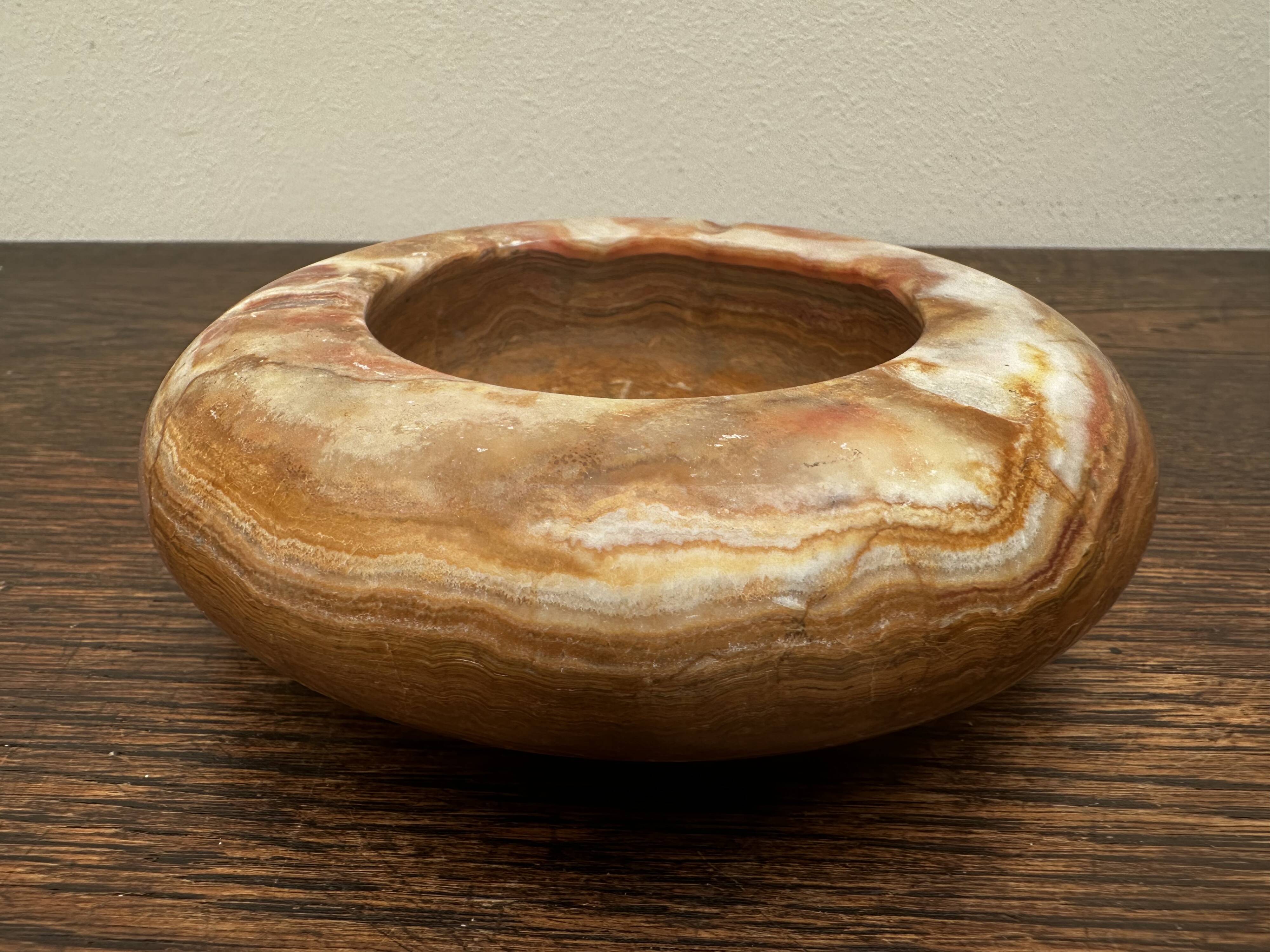 Vintage Orange Marble Ashtray Diameter 12 cm