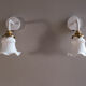 2 wall sconces in tulip glass painted white