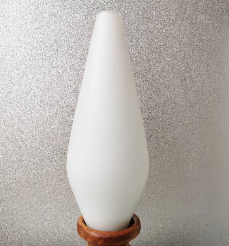 Wooden table lamp with glass chalice, 1970