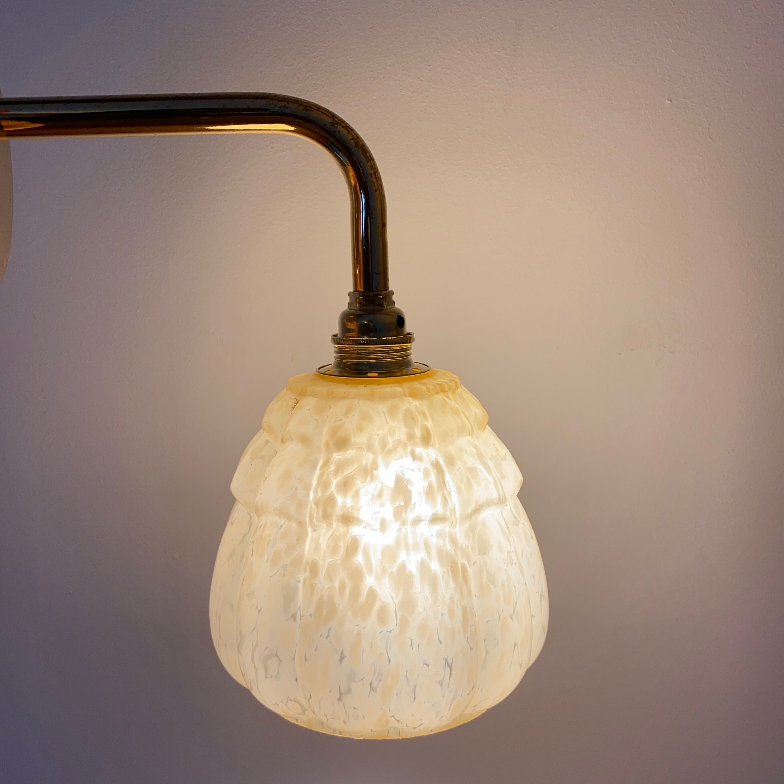 Vintage tulip wall lamp in yellow Clichy glass