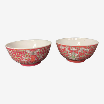 Lot two red bowls china China XXth
