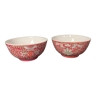 Lot deux bols rouges porcelaine Chine XXème