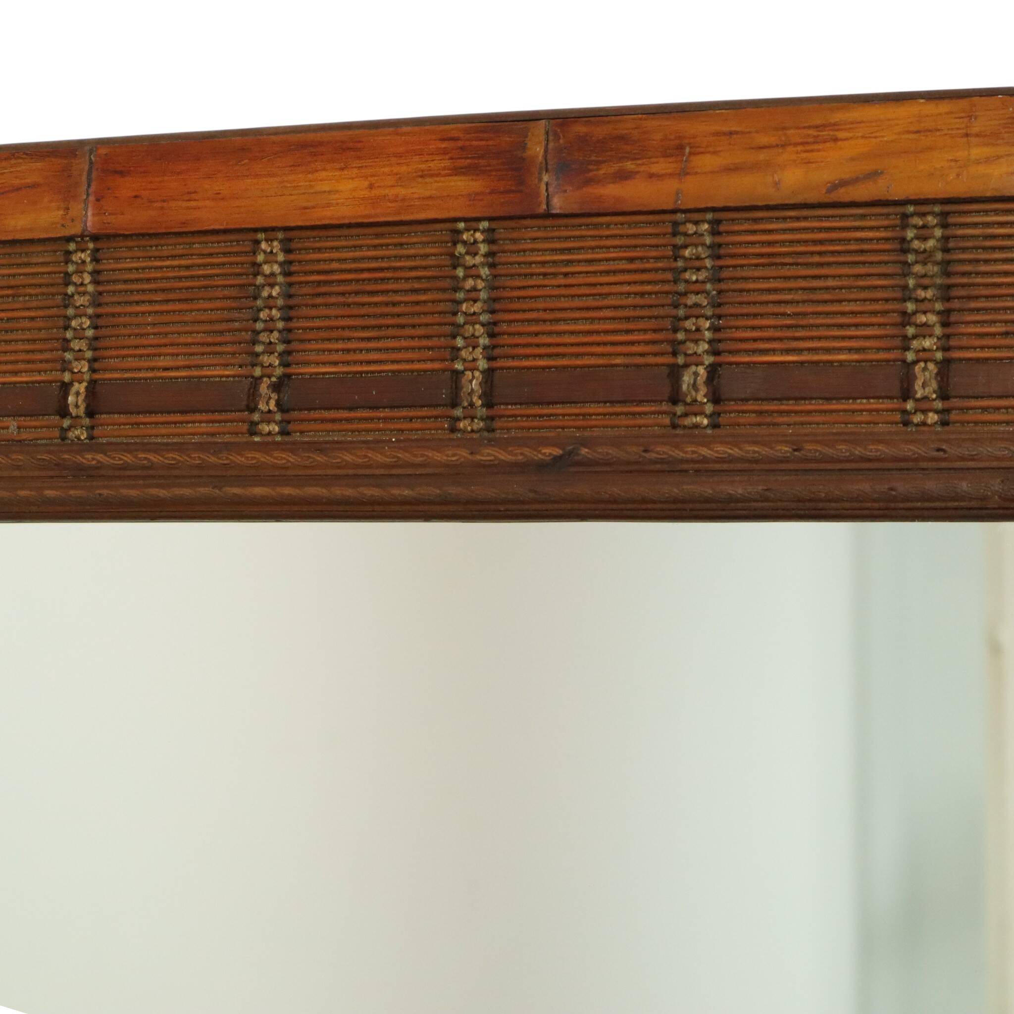 Vintage Square Bamboo and Rattan Mirror Boho 70cm