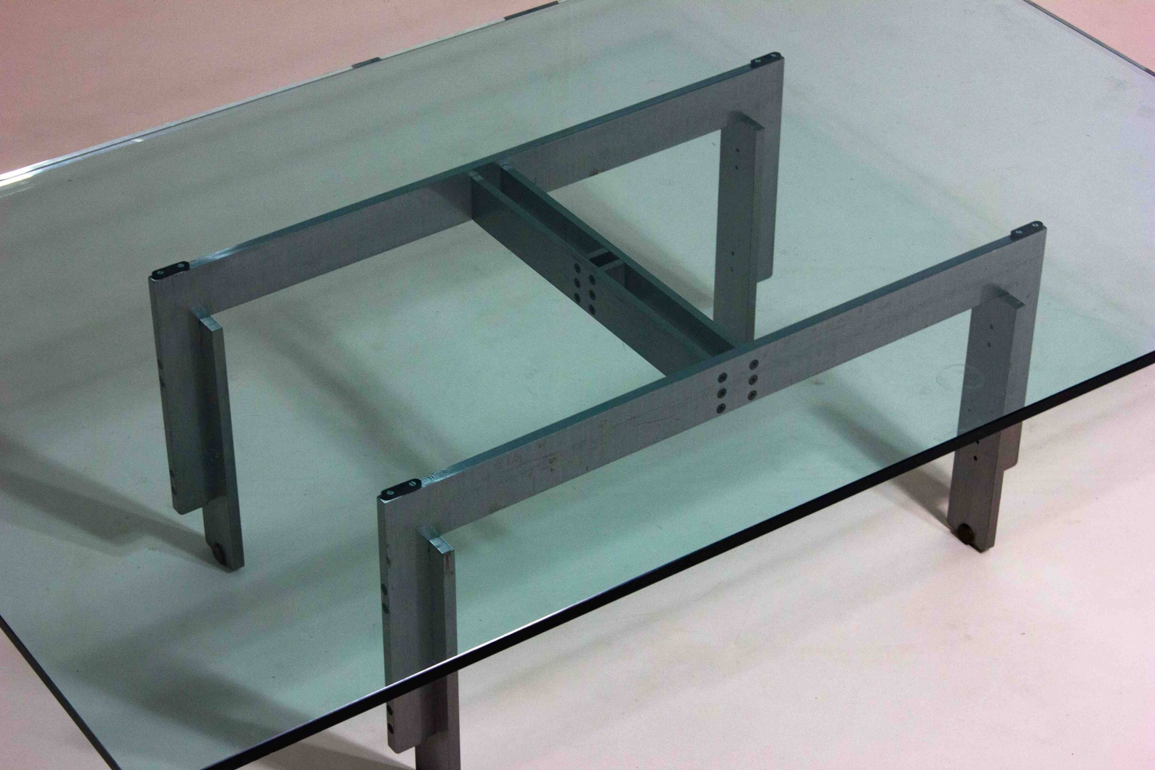 'Florian' coffee table in steel by Carlo Scarpa