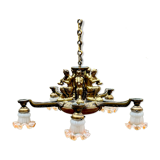 Art Deco chandelier decorated with solid bronze figures