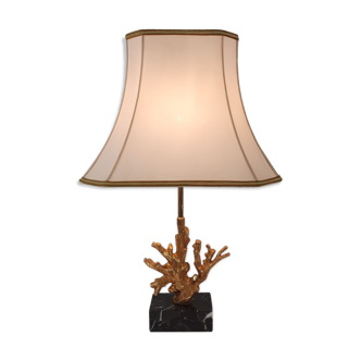 Lampe de table - forme de corail - marbre et métal doré