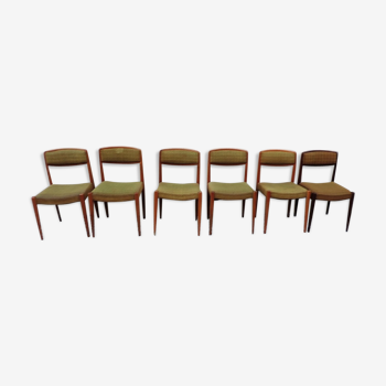 Série de six chaises de salle à manger style scandinave 1970