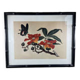 Framed flower and butterfly poster