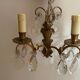 2 vintage bronze wall lights with pendants