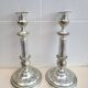 Antique silver-plated metal candlesticks