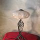 1930 wrought iron lamp, opaline lampshade, Clichy, very beautiful, 39x20