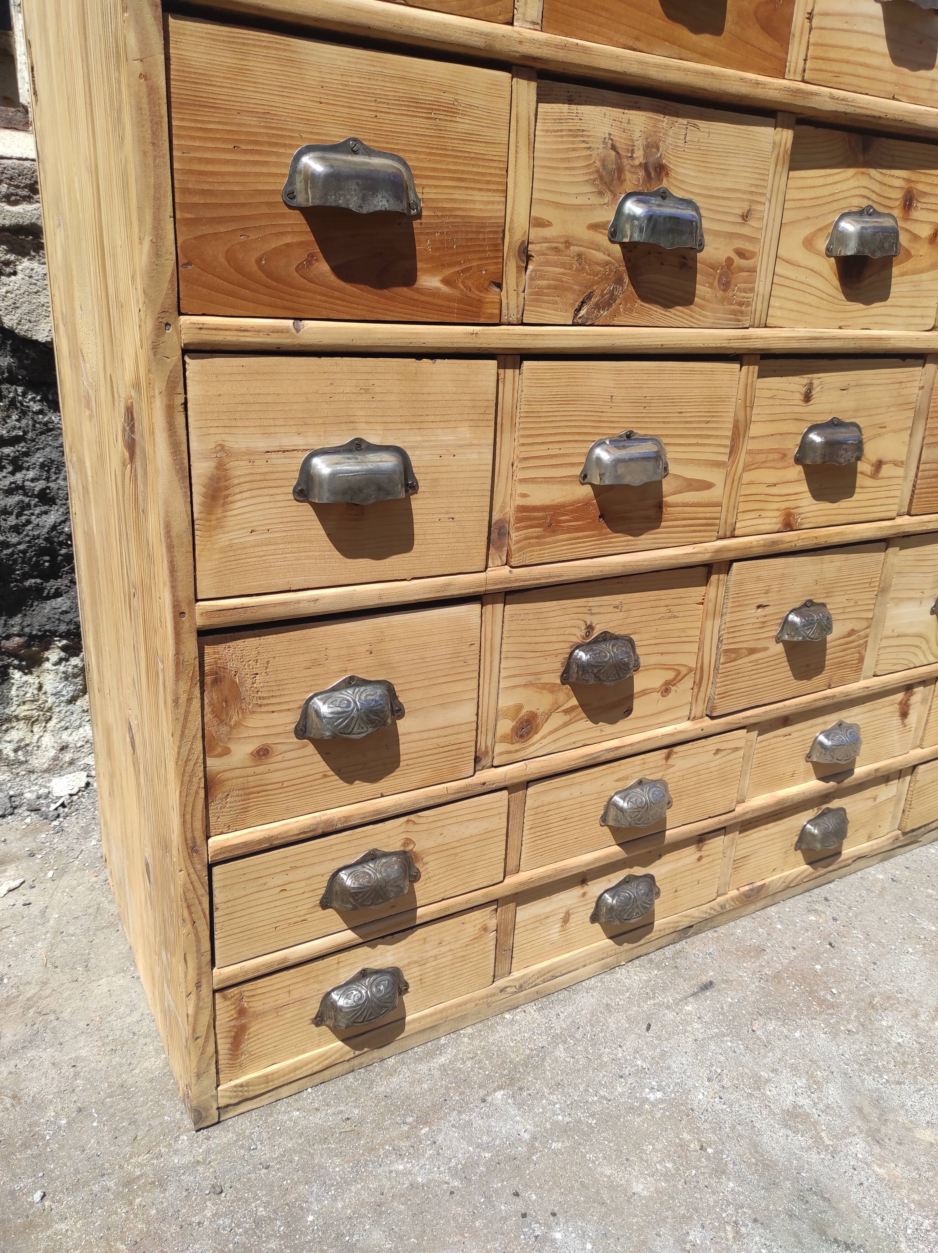 Vintage Industrial Workshop 78 Drawer 2x2 Workshop Craft Cabinet with Shell Handles