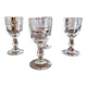 Vintage engraved glass liqueur glasses (digestif), geometric design.