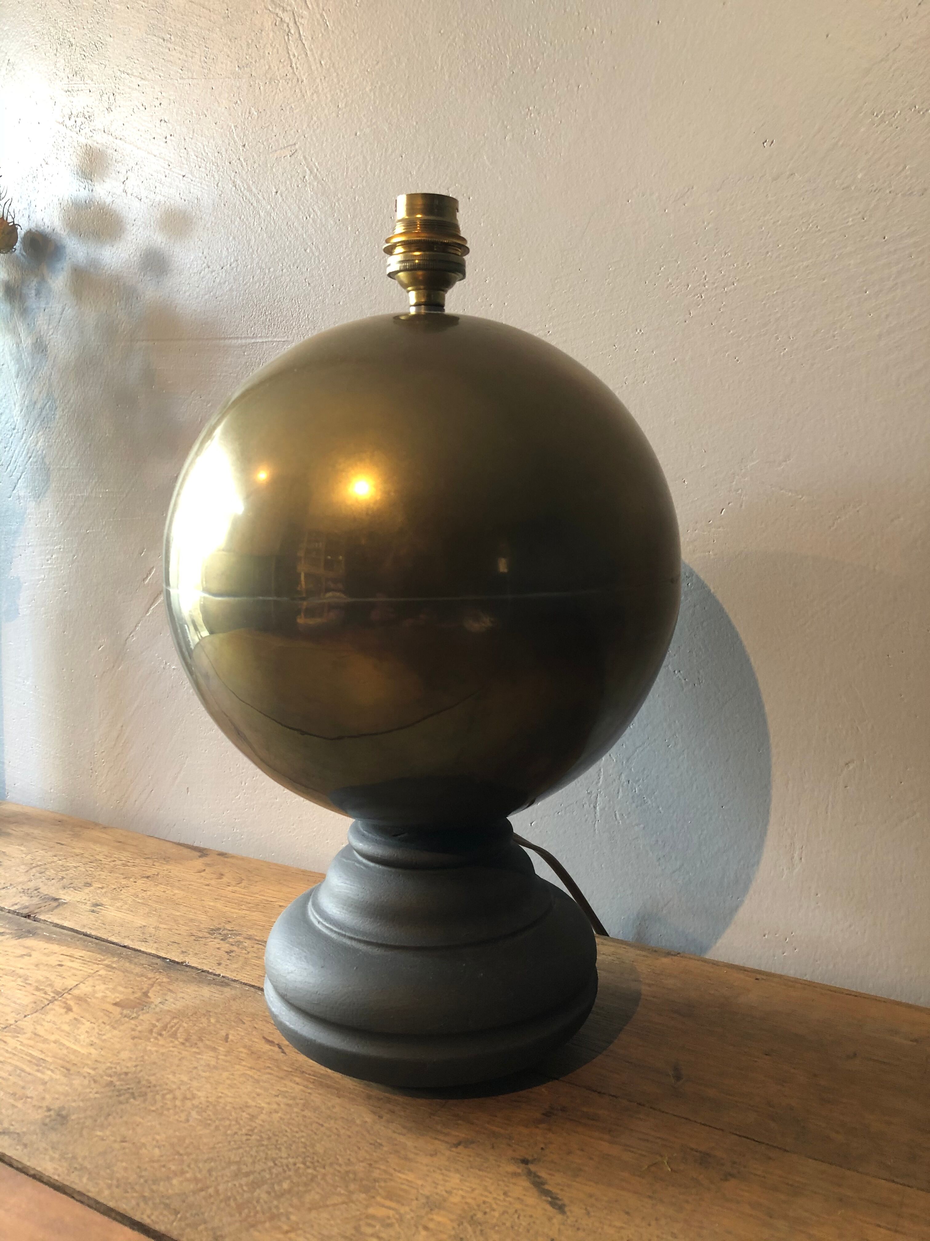 Brass and wood lamp foot