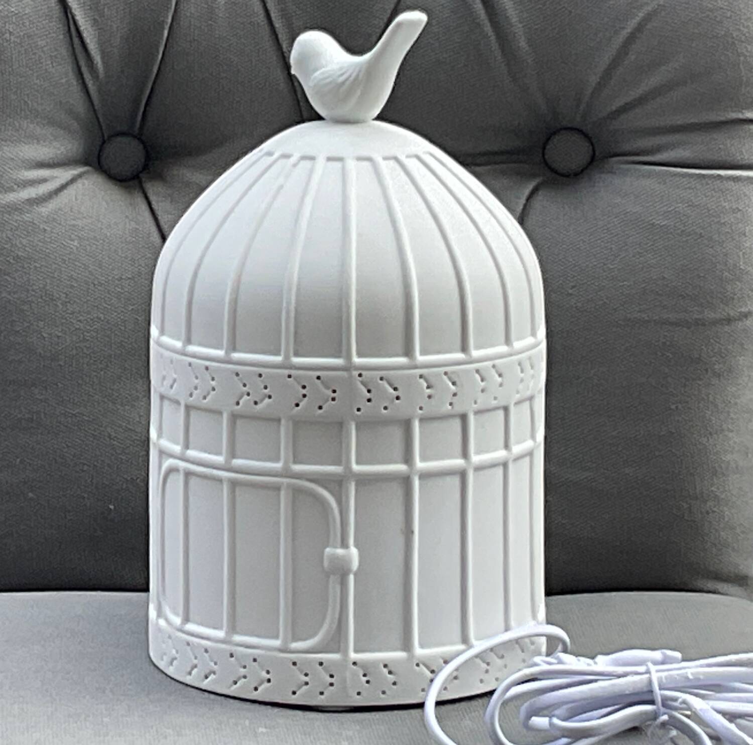 Lampe cage en porcelaine