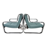 Set of 2 Italian chairs in chrome frame and completely reupholstered