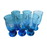 6 old blue glasses, vintage Art Deco