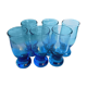 Set de 6 verres anciens bleus vintage art déco