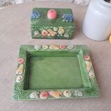 Antique butter dish in slip