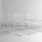 Set of 7 white coated wire chairs by Harry Bertoia for Knoll, 1970s