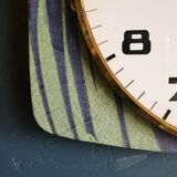 Vintage clock silent wall "Bayard blue green copper"