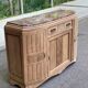 Art Deco vintage Parisian buffet renovated in solid oak and pink marble from the 1930s.